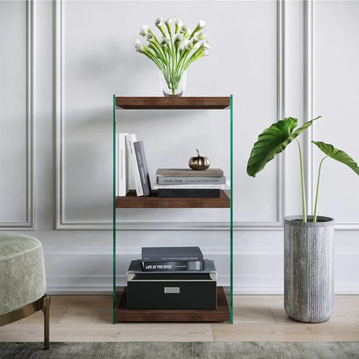 Frosin - Solid Wood Bookcase, Decorative Shelves, Bookshelf