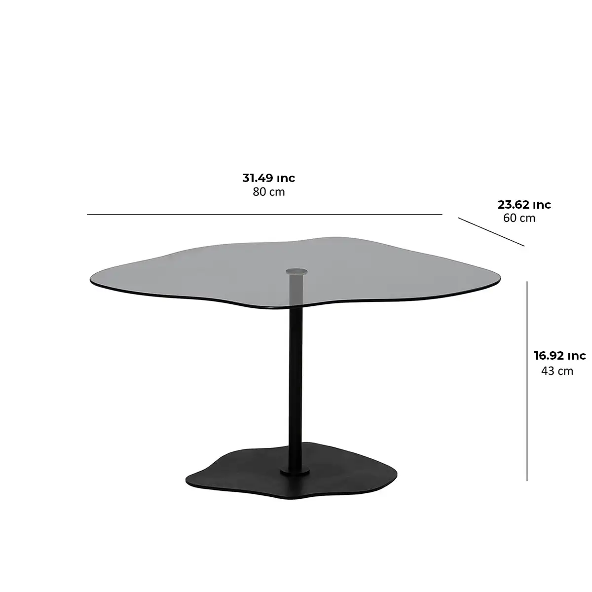 Cloudy - Minimalist Coffee Table, Decorative Side Table,Tempered Glass Top and Metal Leg Cofffee Table