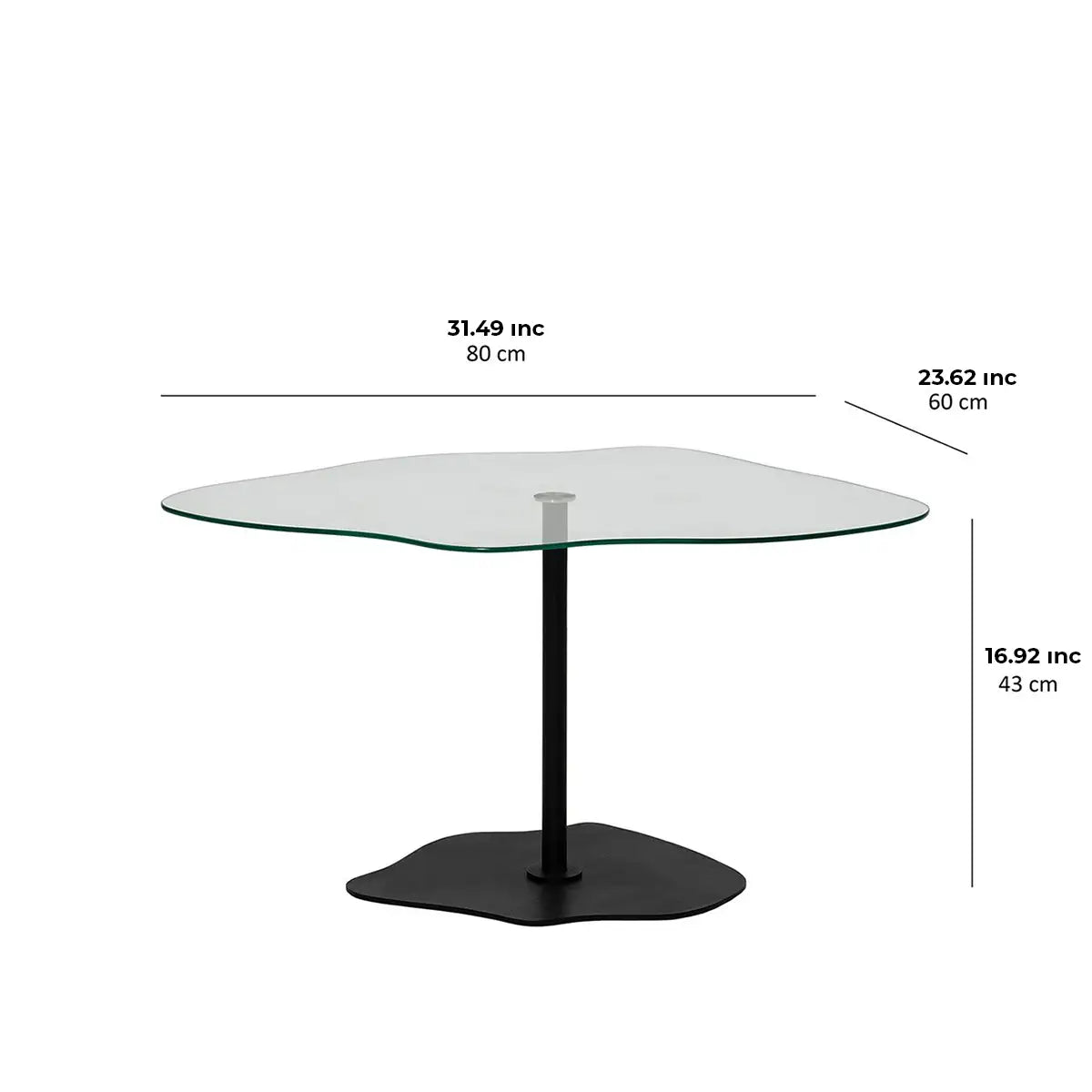 Cloudy - Minimalist Coffee Table, Decorative Side Table,Tempered Glass Top and Metal Leg Cofffee Table