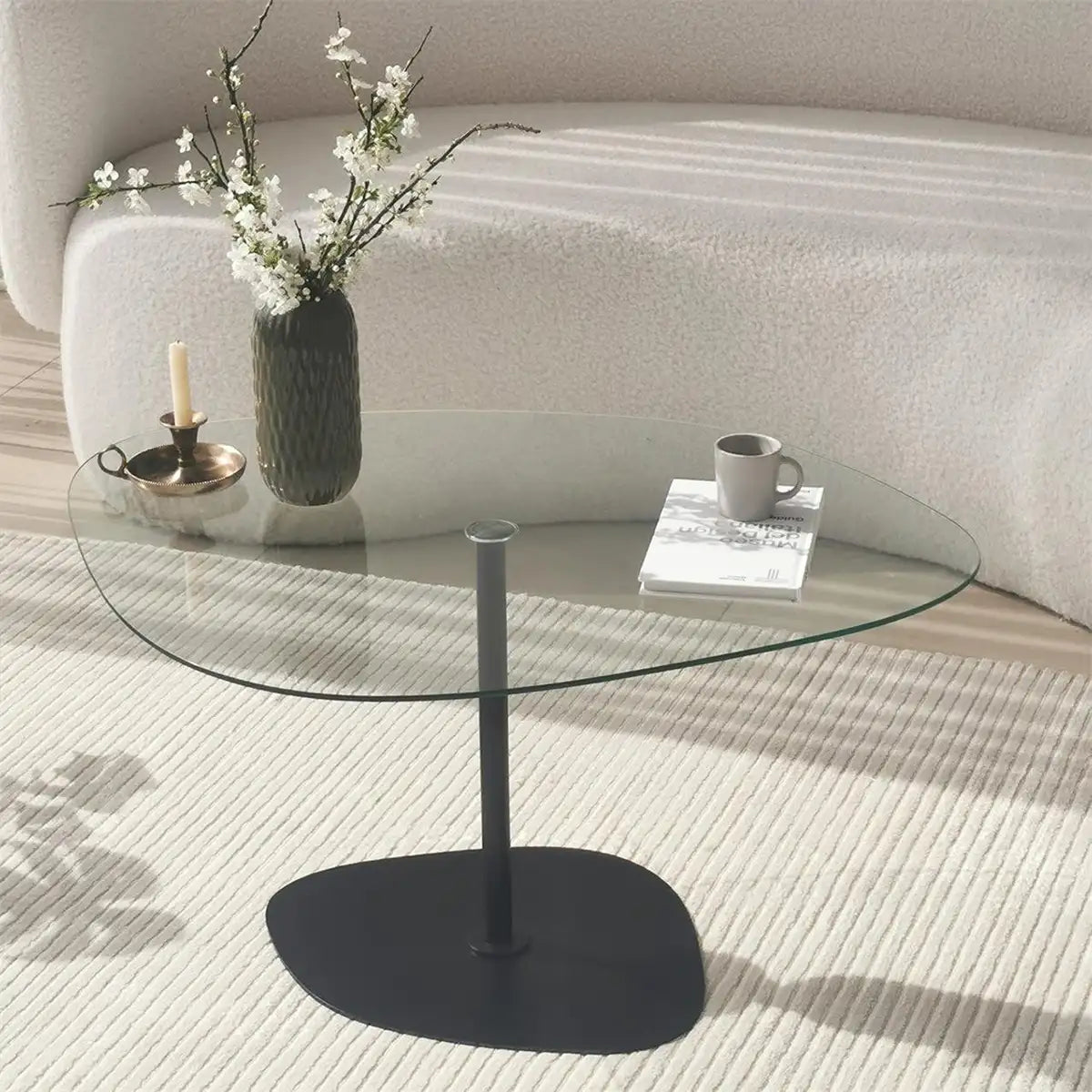 Large Cloudy - Asymmetrical Design Coffee Table, Glass Accent Table, Modern Coffee Table, Industrial Coffee Table