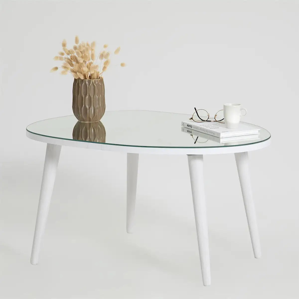 Picco - Modern Coffee Table with Smoked Mirror and Solid Wood Legs