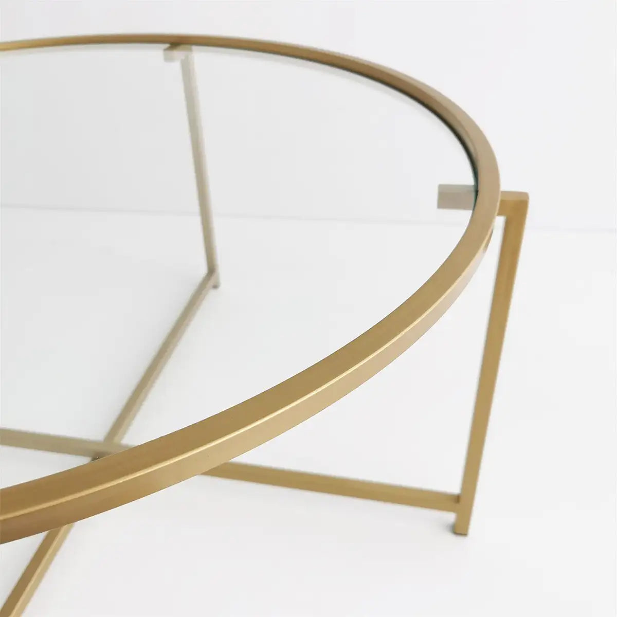 Octopus - Modern Tempered Glass Coffee Table with Gold Metal Legs, Gold Metal Coffee Table, Gold Metal Accent Table, Round Coffee Table