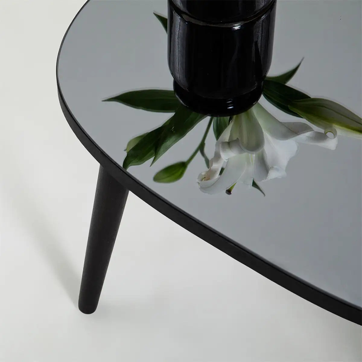 Picco - Modern Coffee Table with Smoked Mirror and Solid Wood Legs