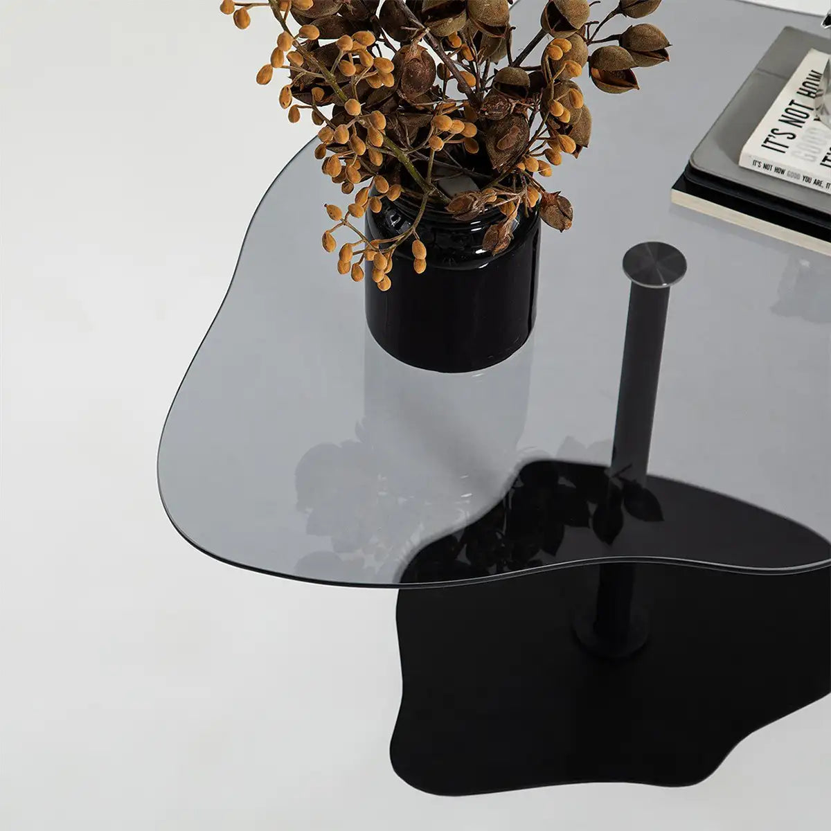 Cloudy - Minimalist Coffee Table, Decorative Side Table,Tempered Glass Top and Metal Leg Cofffee Table