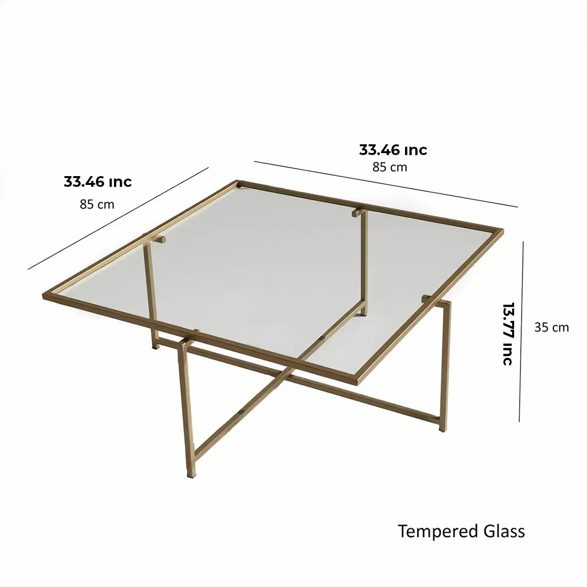 Moon - Contemporary Living Room Table, Square Coffee Table, Metal Coffee Table, Tempered Glass Accent Table