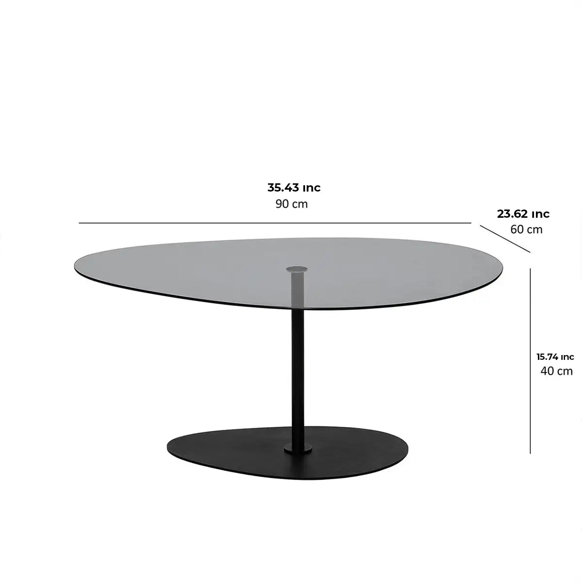 XLarge Cloudy - Black Metal Coffee Table, Tempered Glass Coffee Table, Coffee Table for Living Room