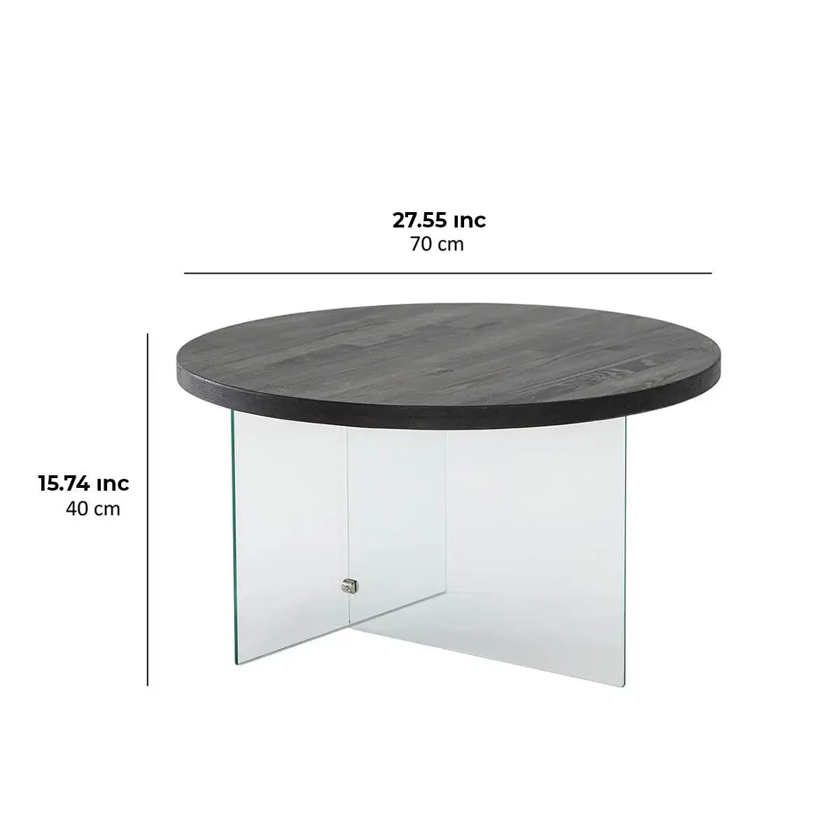 Sally - Anthracite Solid Wood Coffee Table with Tempered Clear Glass Legs or Tempered Smoked Glass Legs