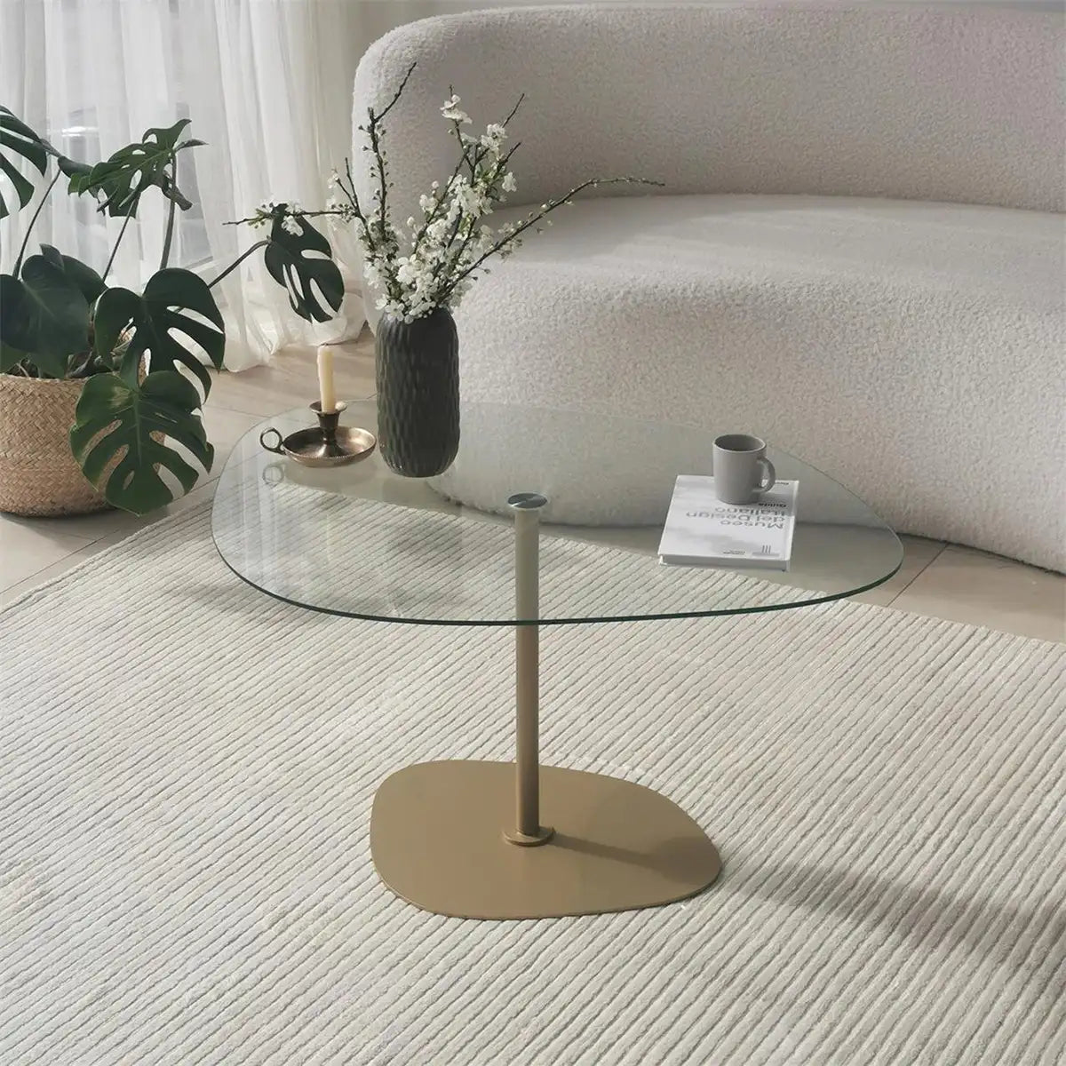 Large Cloudy - Home Decor Coffee Table, Glass Accent Table, Modern Coffee Table