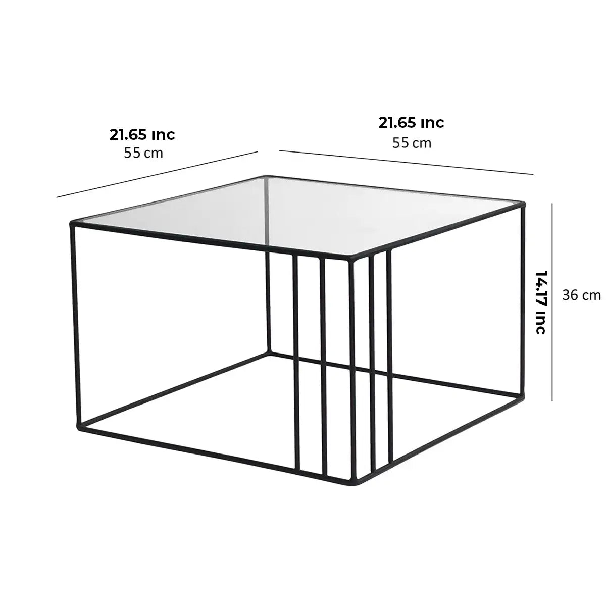 Nemo - Contemporary Coffee Table, Living Room Coffee Table, Tempered Glass Coffee Table, Square Coffee Table