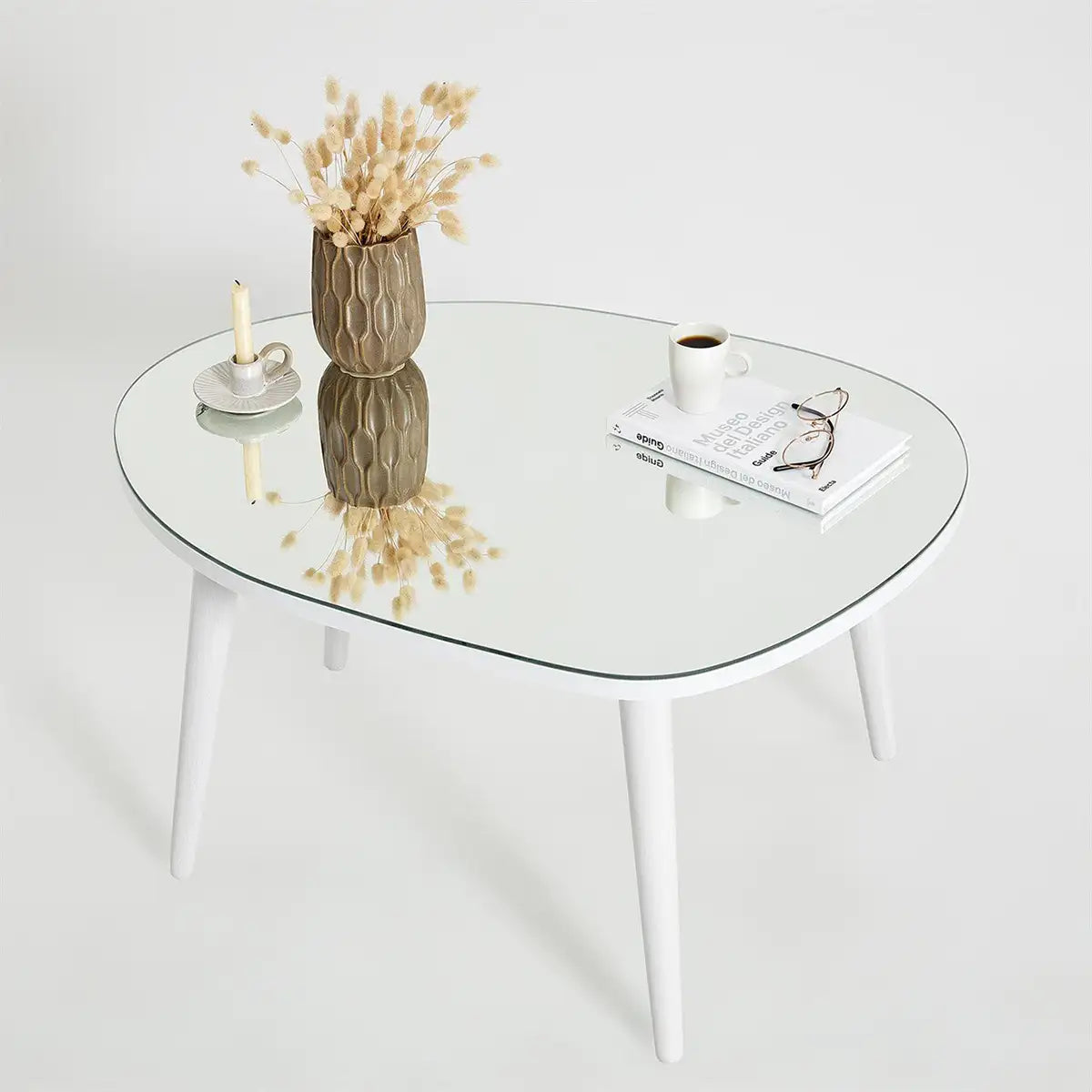 Picco - Modern Coffee Table with Smoked Mirror and Solid Wood Legs