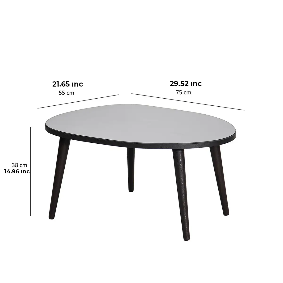 Picco - Modern Coffee Table with Smoked Mirror and Solid Wood Legs