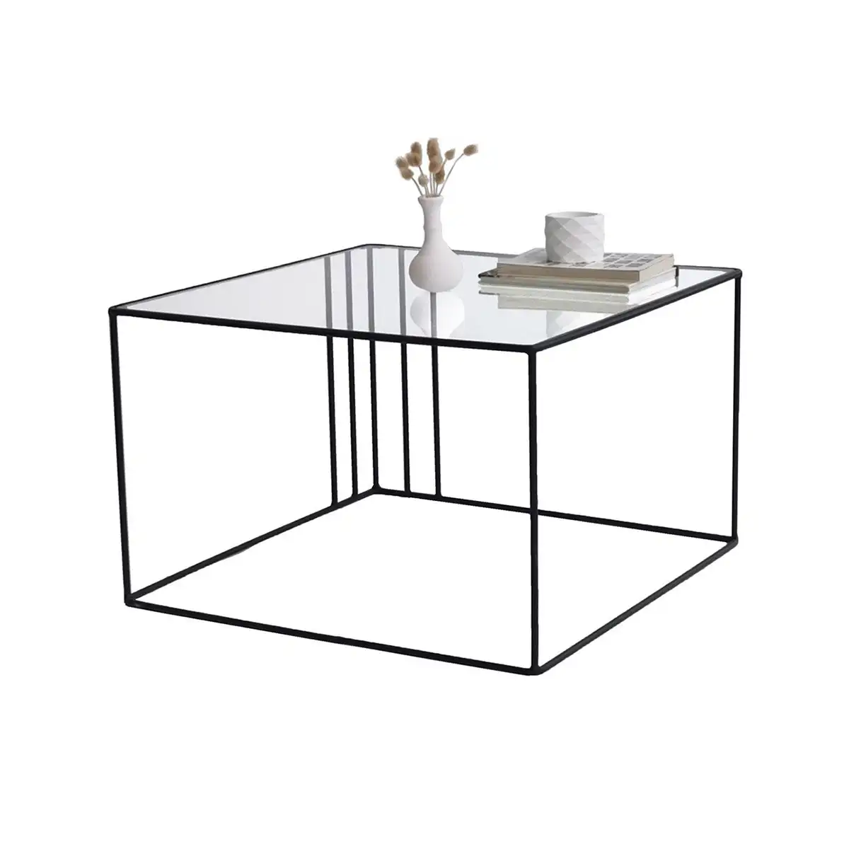 Nemo - Contemporary Coffee Table, Living Room Coffee Table, Tempered Glass Coffee Table, Square Coffee Table