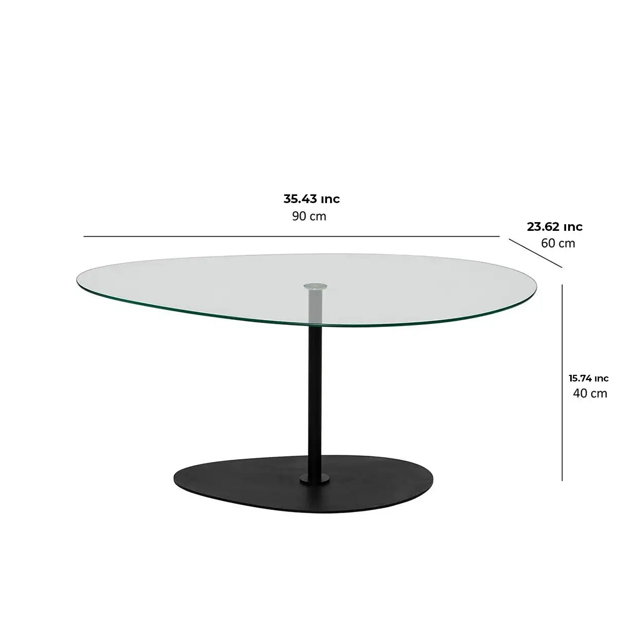 XLarge Cloudy - Black Metal Coffee Table, Tempered Glass Coffee Table, Coffee Table for Living Room