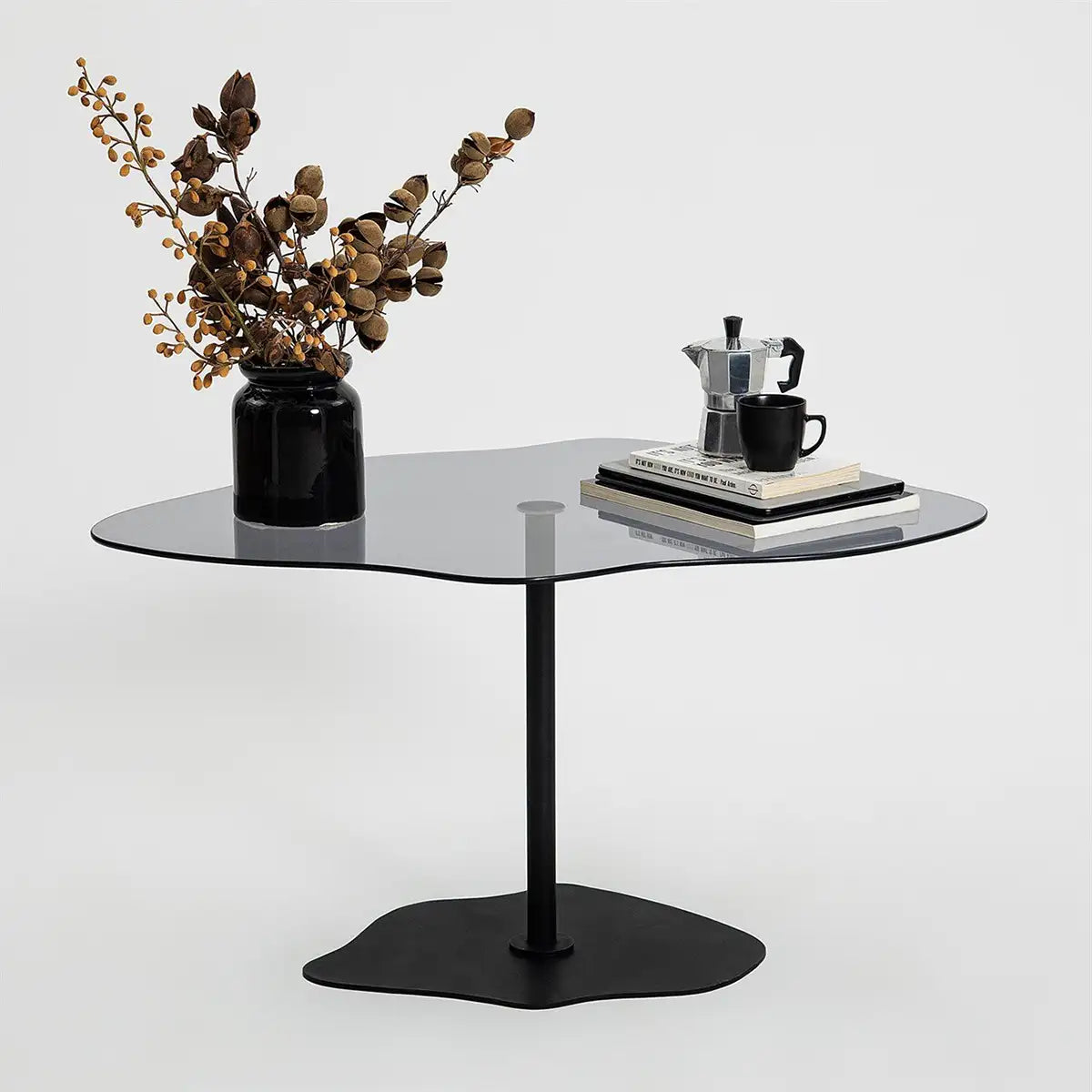 Cloudy - Minimalist Coffee Table, Decorative Side Table,Tempered Glass Top and Metal Leg Cofffee Table