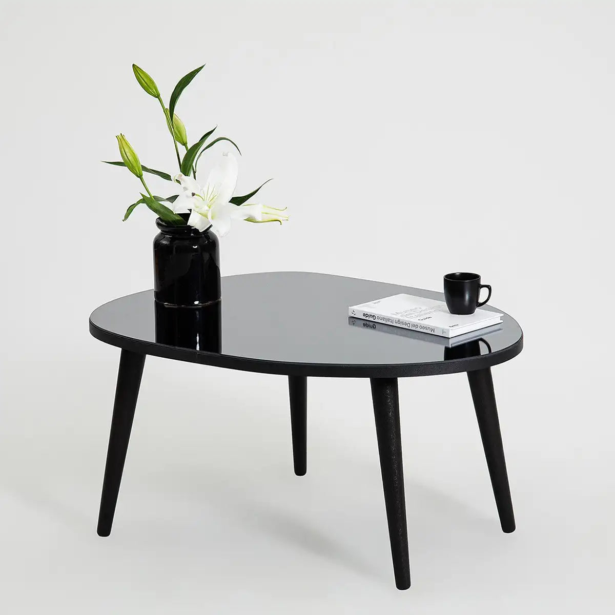 Picco - Modern Coffee Table with Smoked Mirror and Solid Wood Legs