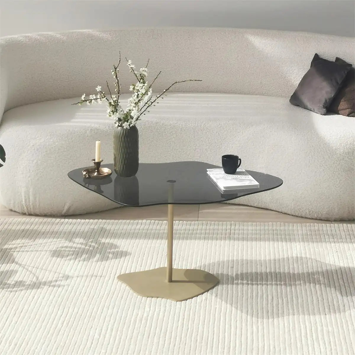 Cloudy - Contemporary Glass Top Coffee Table, Minimalist Cofffee Table, Living Room Side Table