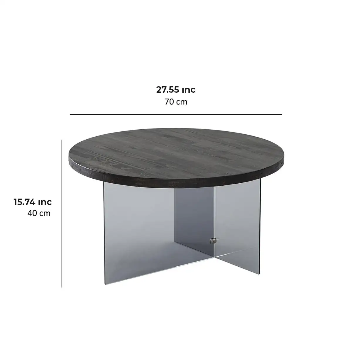 Sally - Anthracite Solid Wood Coffee Table with Tempered Clear Glass Legs or Tempered Smoked Glass Legs