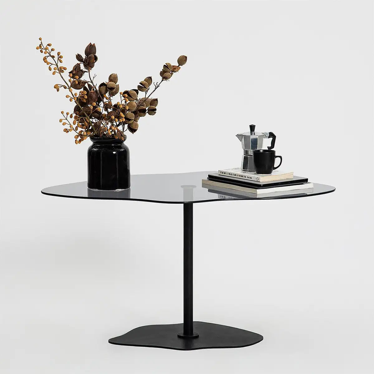 Cloudy - Minimalist Coffee Table, Decorative Side Table,Tempered Glass Top and Metal Leg Cofffee Table