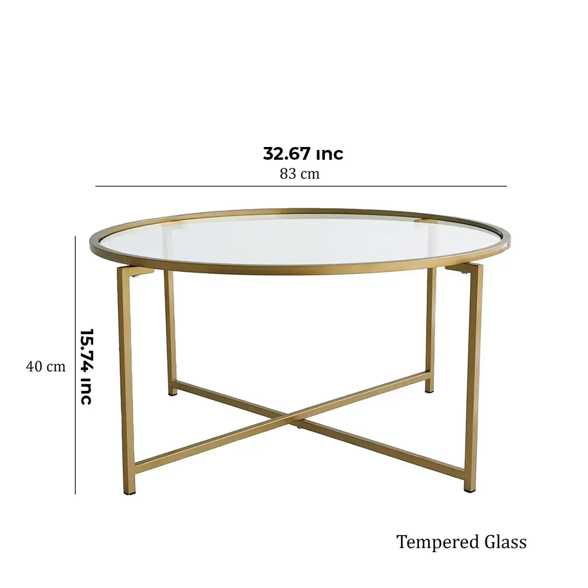 Octopus - Modern Tempered Glass Coffee Table with Gold Metal Legs, Gold Metal Coffee Table, Gold Metal Accent Table, Round Coffee Table