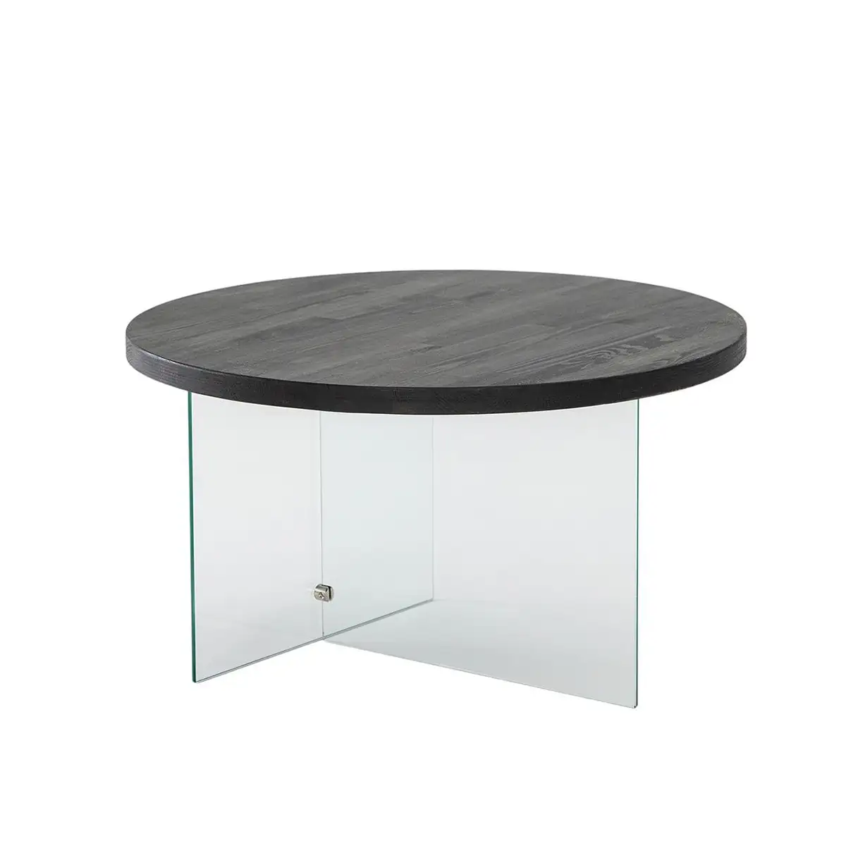 Sally - Anthracite Solid Wood Coffee Table with Tempered Clear Glass Legs or Tempered Smoked Glass Legs