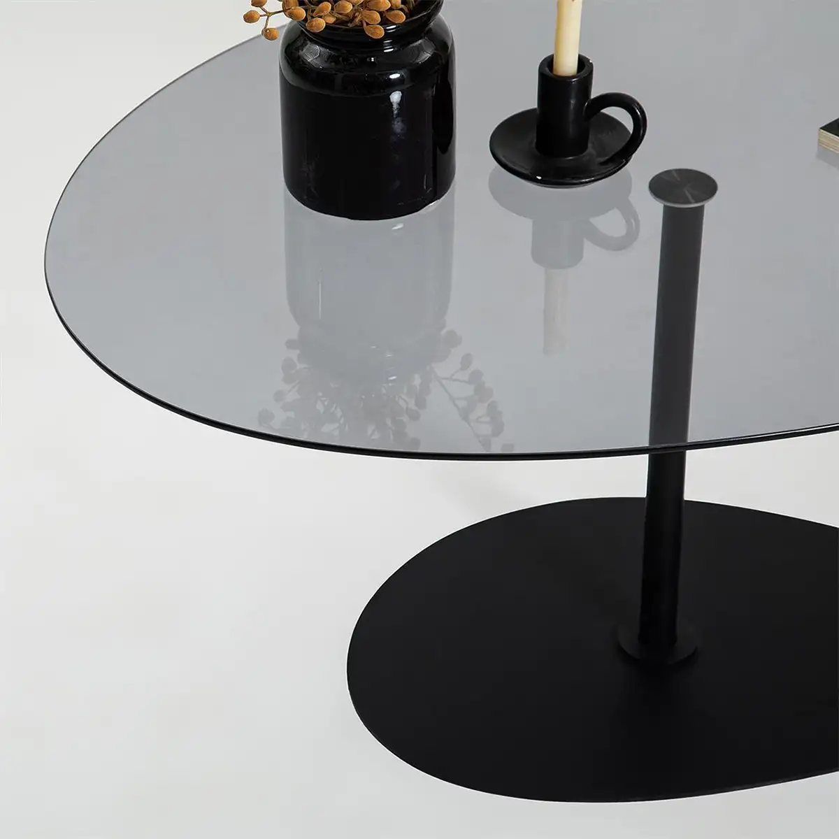 XLarge Cloudy - Black Metal Coffee Table, Tempered Glass Coffee Table, Coffee Table for Living Room