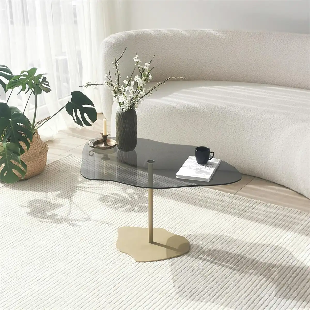 Cloudy - Contemporary Glass Top Coffee Table, Minimalist Cofffee Table, Living Room Side Table