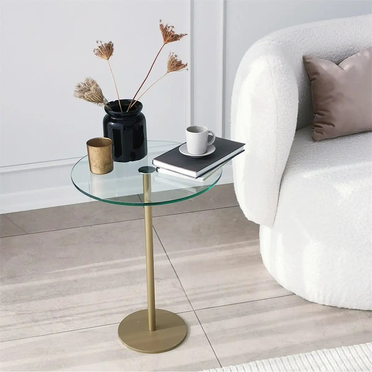 Modern Metal and Tempered Glass Side Table, Small Side Table, Comtemporary Coffee Table