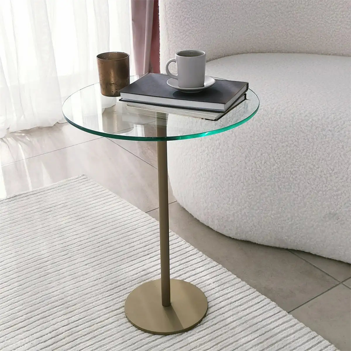 Modern Metal and Tempered Glass Side Table, Small Side Table, Comtemporary Coffee Table