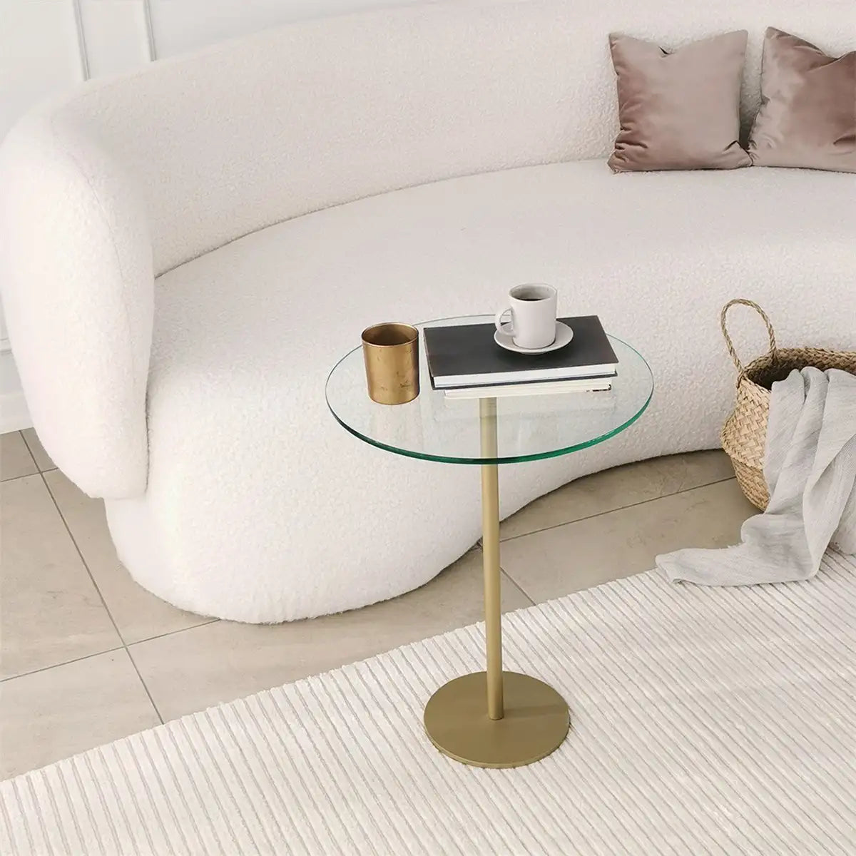 Modern Metal and Tempered Glass Side Table, Small Side Table, Comtemporary Coffee Table