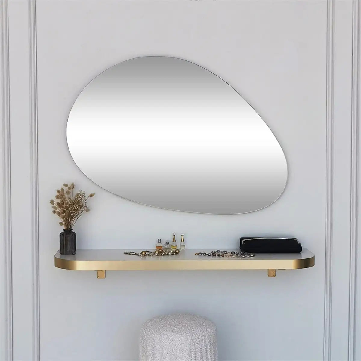 Porto -  Gold Framed Wall Mirror, Free Form Mirror