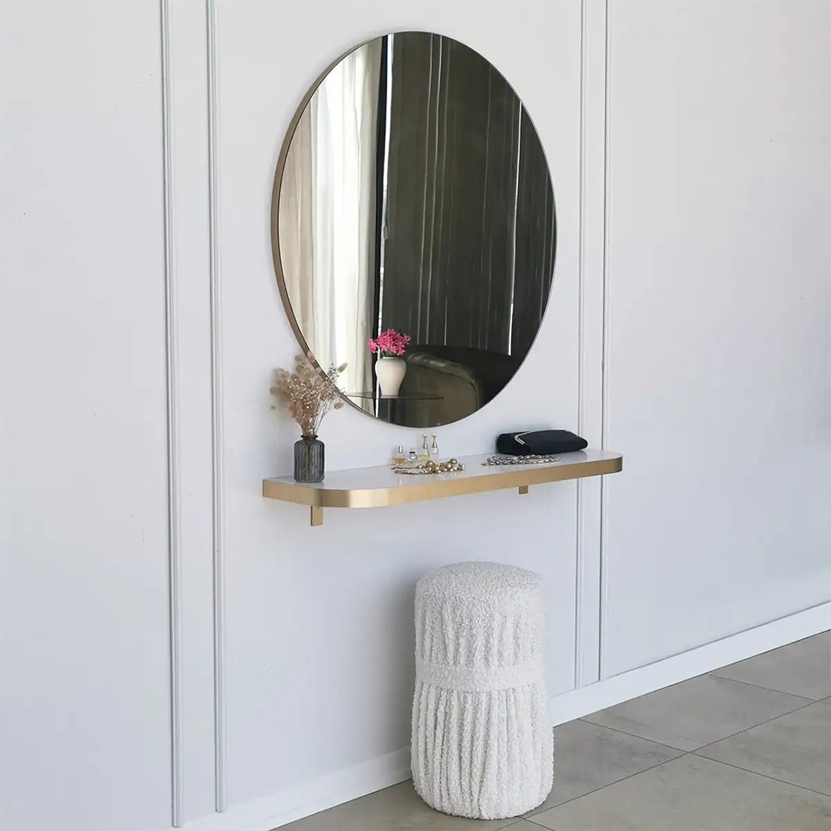 Milan - Round Mirror with Gold Edge, Round Wall Mirror