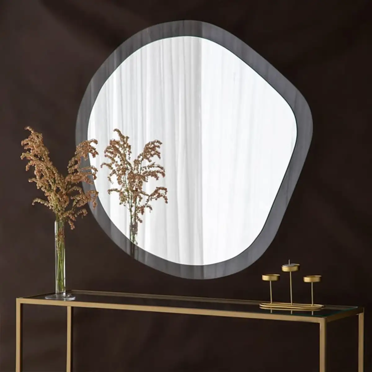 Asso Aqua - Asymmetrical Wall Mirror, Round Mirror