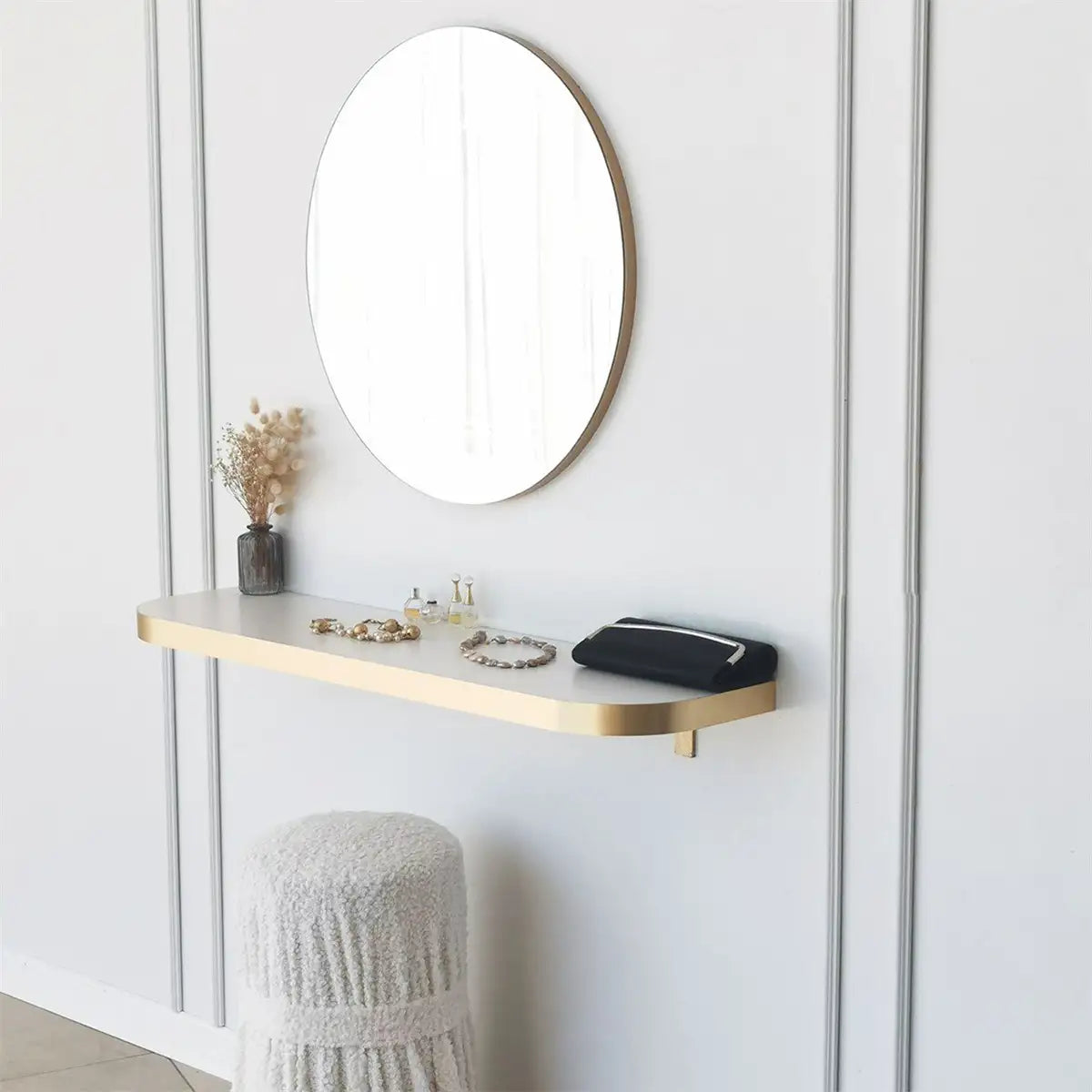 Milan - Round Mirror with Gold Edge, Round Wall Mirror