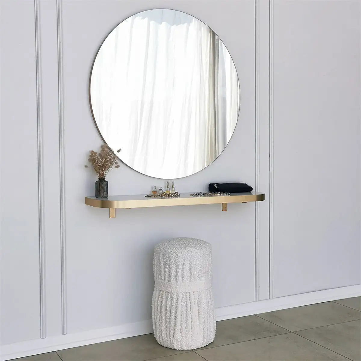 Milan - Round Mirror with Gold Edge, Round Wall Mirror