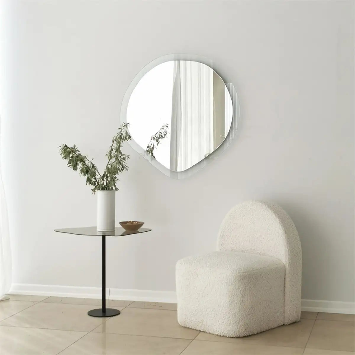 Asso Aqua - Asymmetrical Wall Mirror, Round Mirror