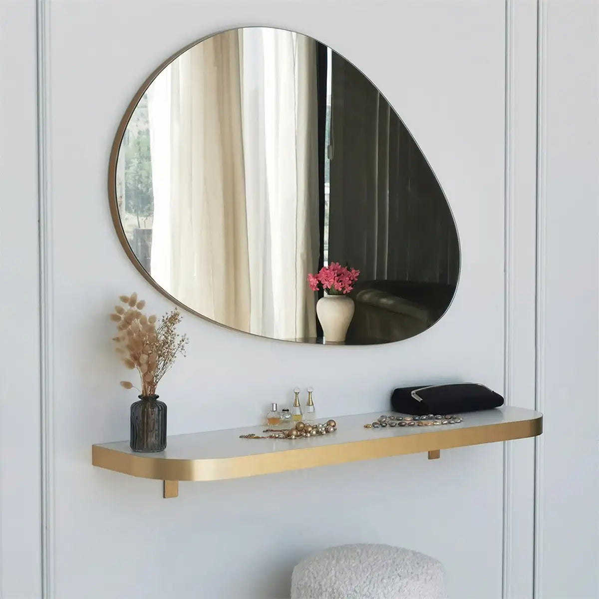 Porto -  Gold Framed Wall Mirror, Free Form Mirror