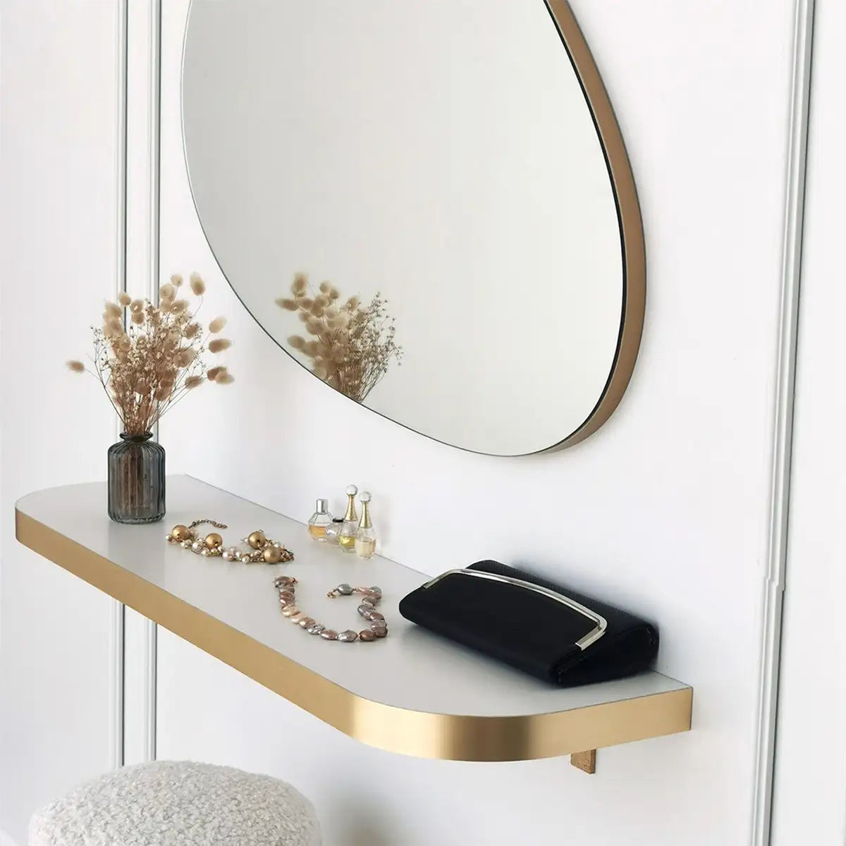 Porto -  Gold Framed Wall Mirror, Free Form Mirror