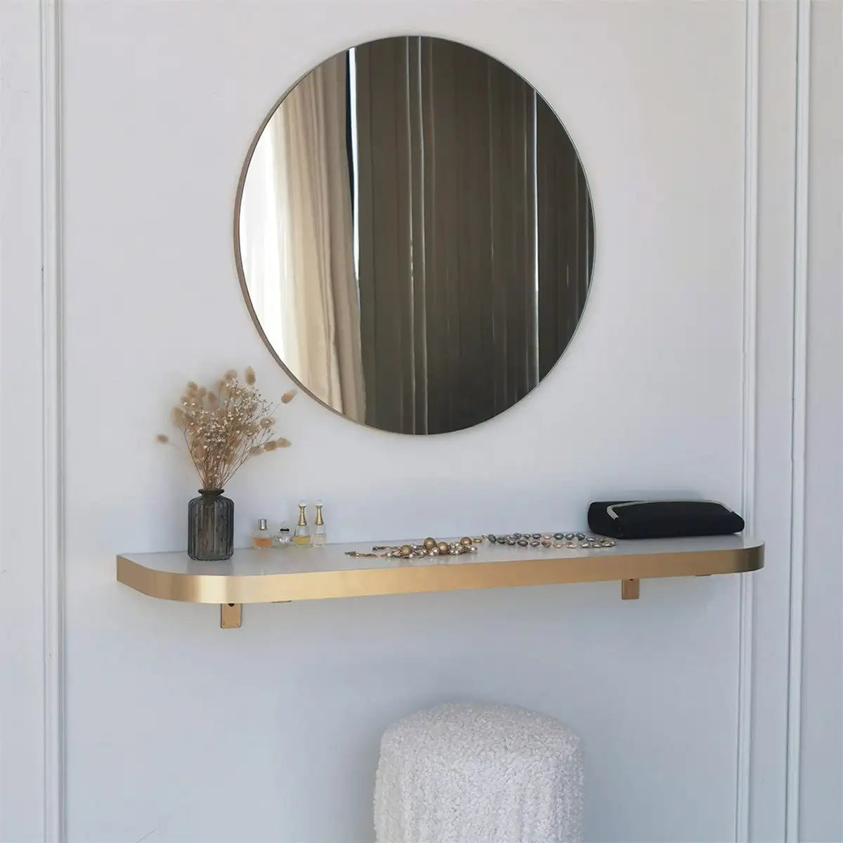 Milan - Round Mirror with Gold Edge, Round Wall Mirror