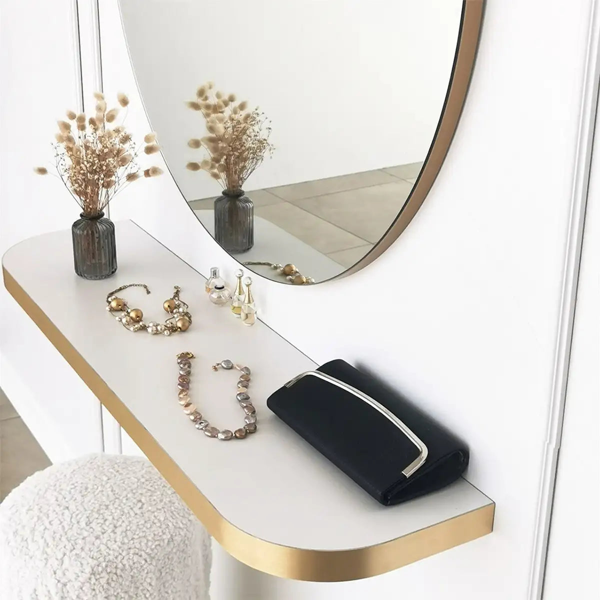 Milan - Round Mirror with Gold Edge, Round Wall Mirror