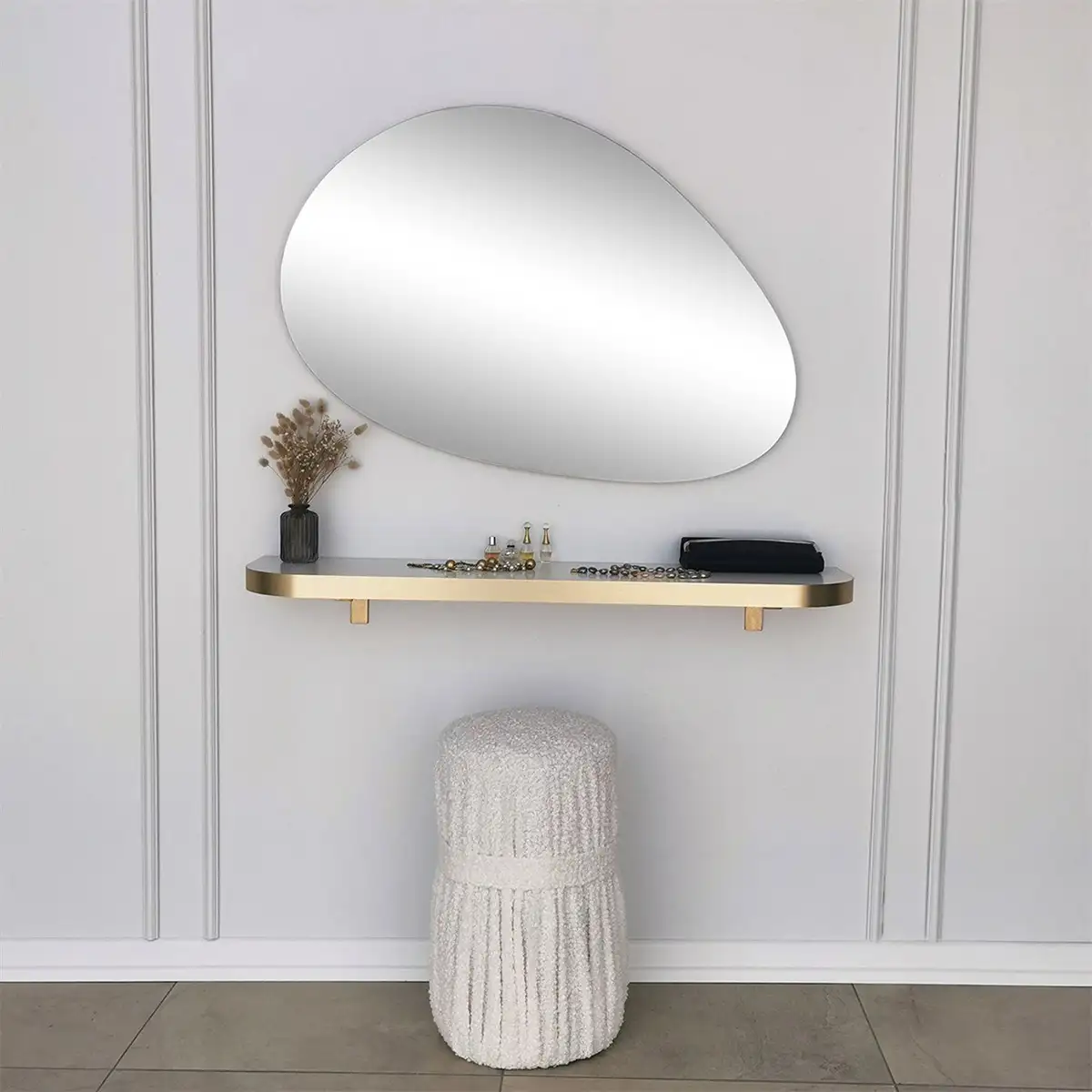 Porto -  Gold Framed Wall Mirror, Free Form Mirror