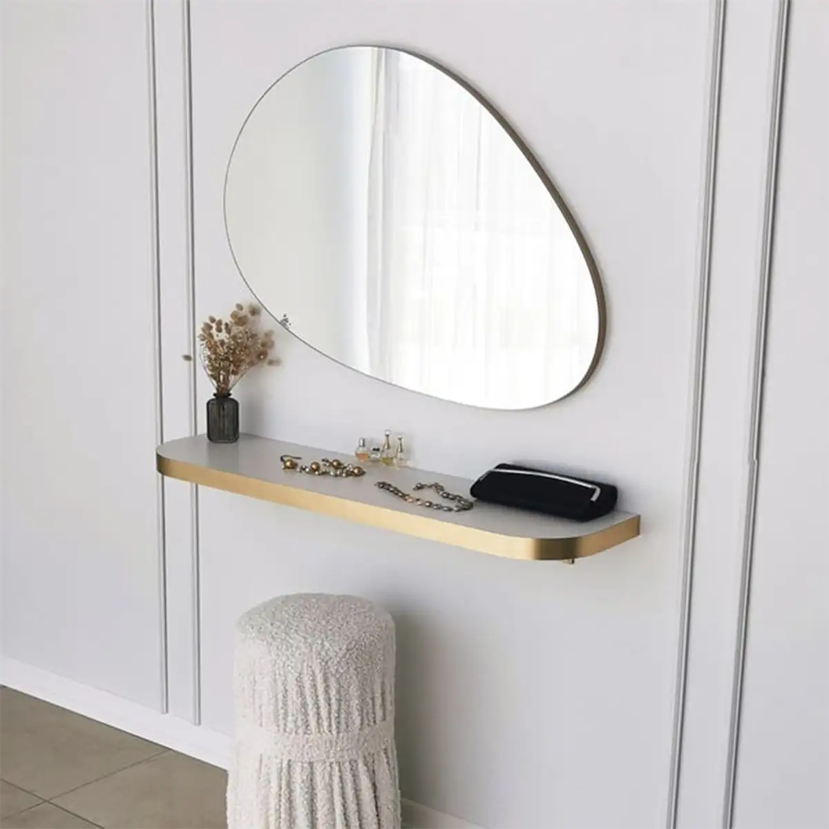 Porto -  Gold Framed Wall Mirror, Free Form Mirror