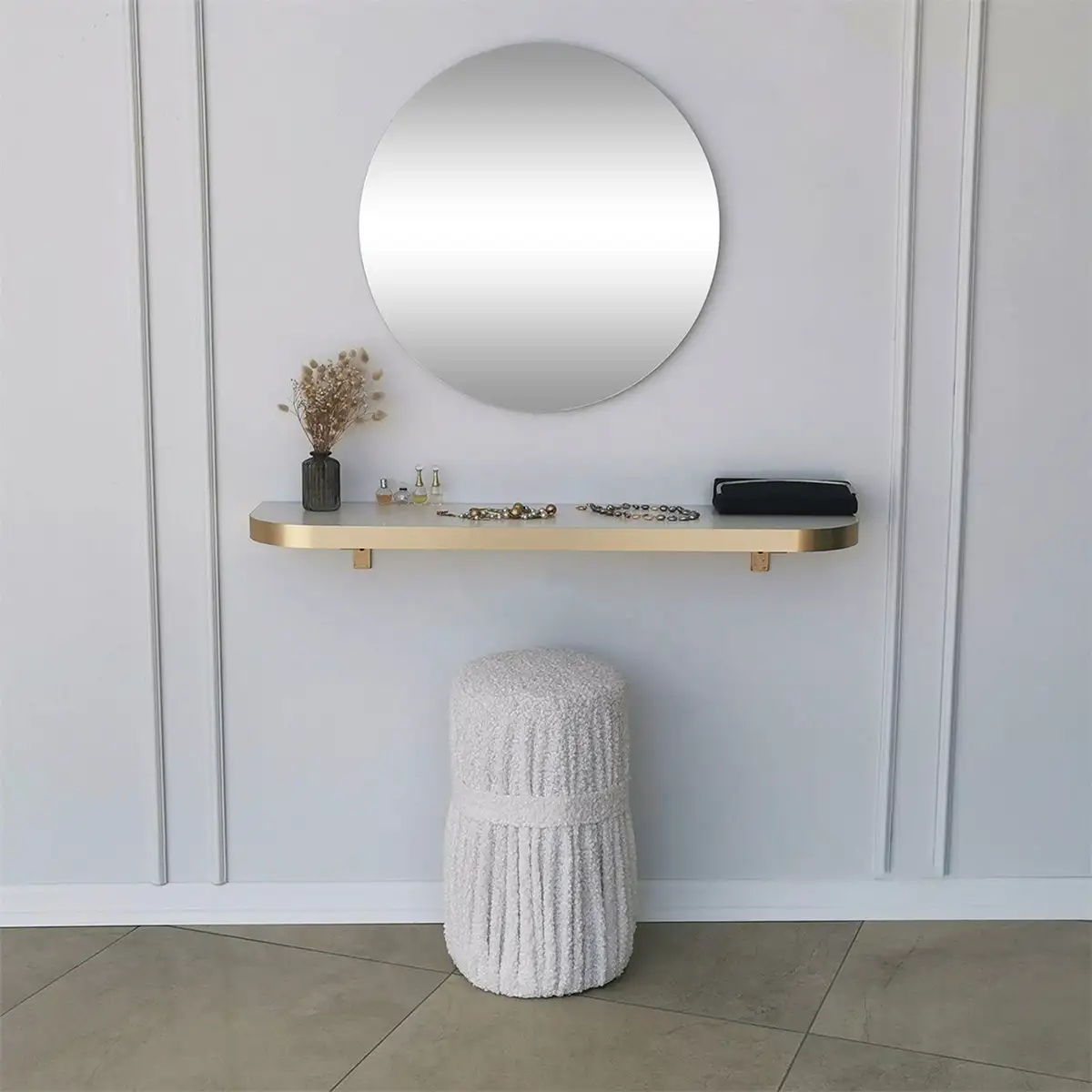 Milan - Round Mirror with Gold Edge, Round Wall Mirror