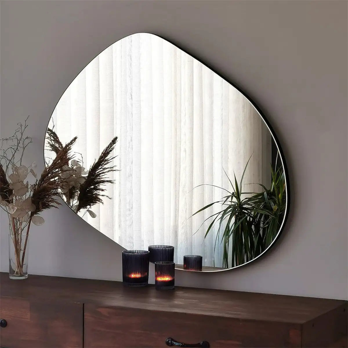 Gusto - Asymmetrical Wall Mirror, Free Form Gold Frame Wall Mirror