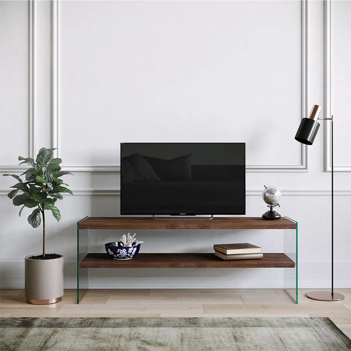 Frosin - Solid Wood TV Stand and Glass TV Stand, Entertainment Center, Handmade Design