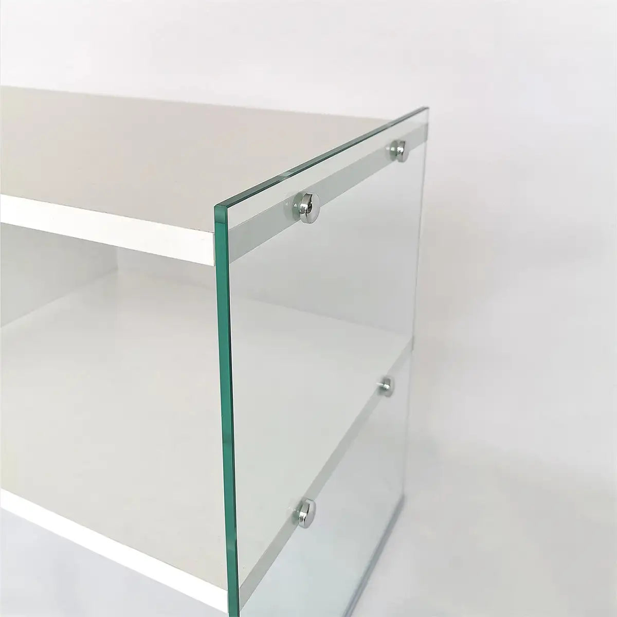 Carlos- Modern TV Stand with Tempered Glass or Tempered Smoked Glass - White