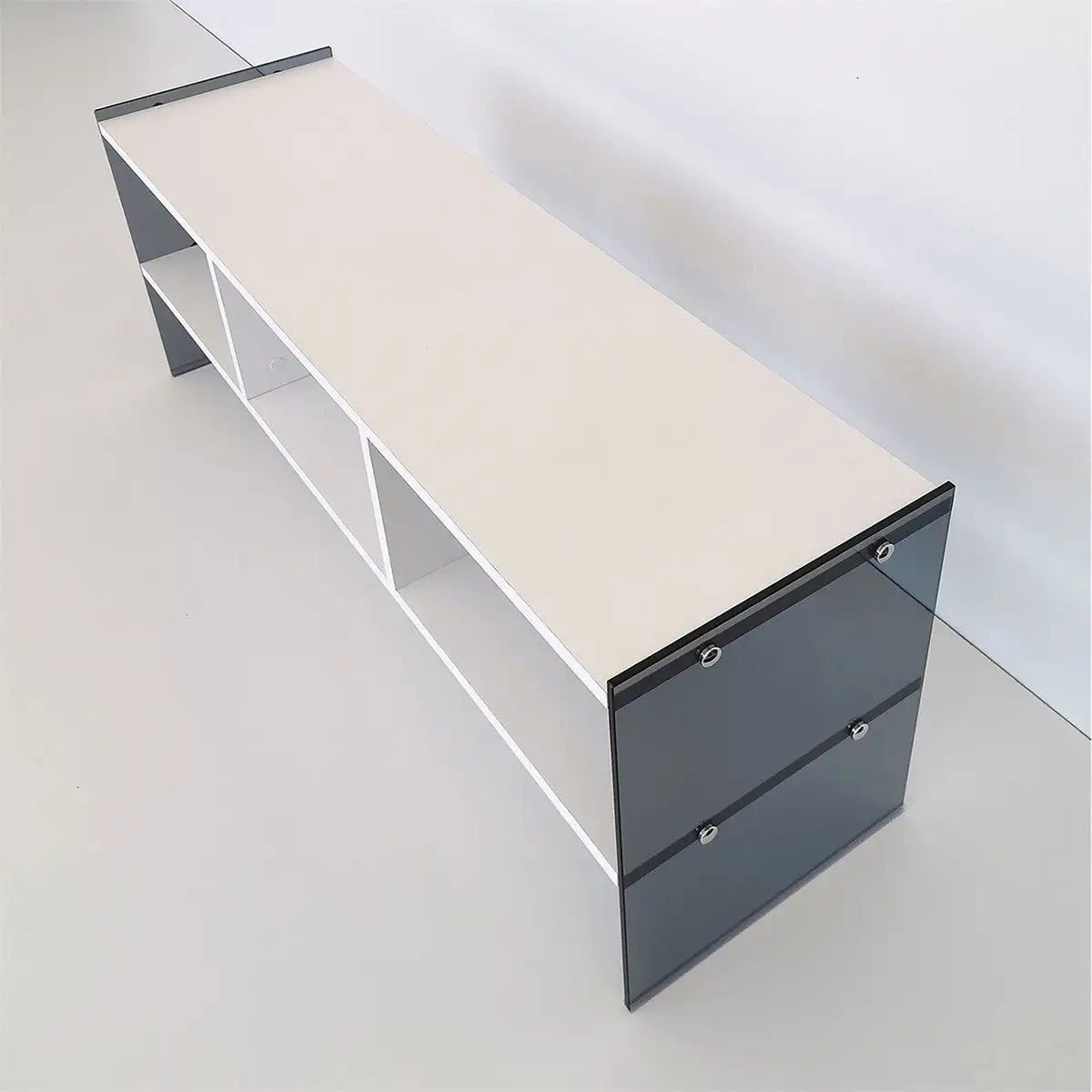 Carlos- Modern TV Stand with Tempered Glass or Tempered Smoked Glass - White