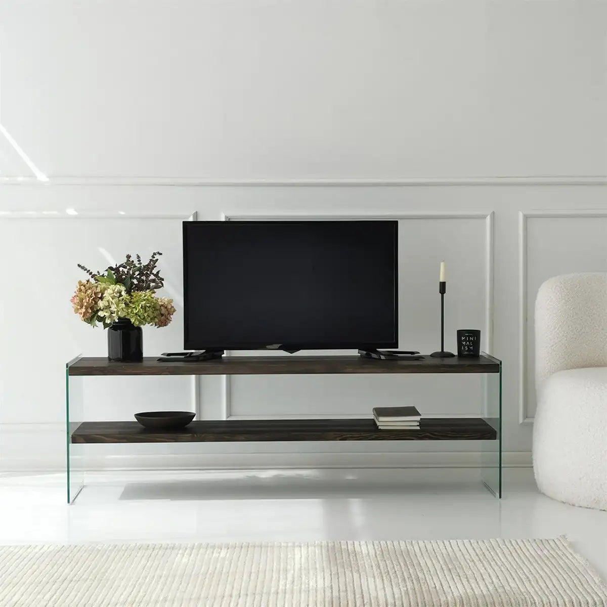 Frosin - Solid Wood TV Stand and Glass TV Stand, Entertainment Center, Handmade Design