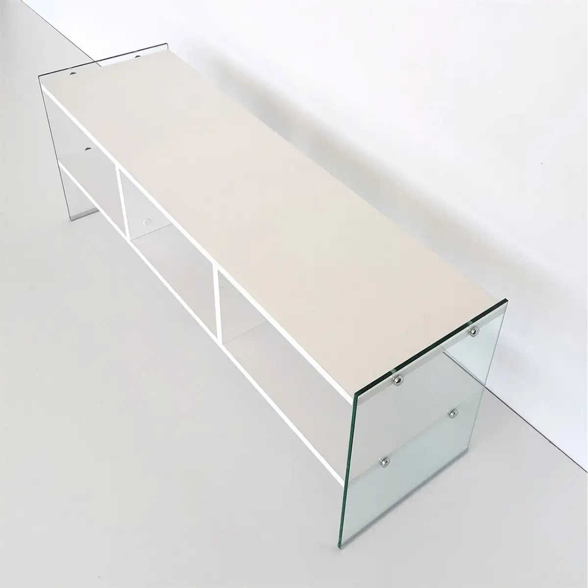 Carlos- Modern TV Stand with Tempered Glass or Tempered Smoked Glass - White