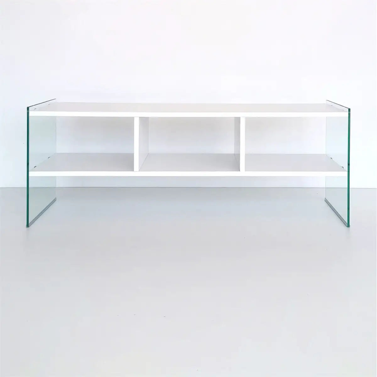 Carlos- Modern TV Stand with Tempered Glass or Tempered Smoked Glass - White