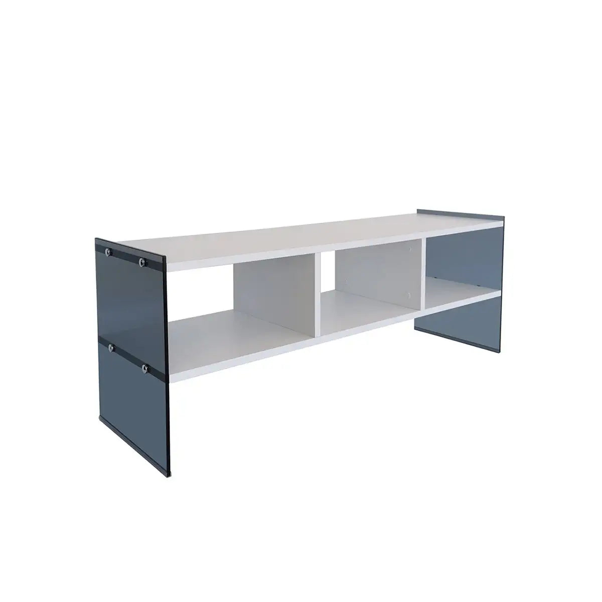 Carlos- Modern TV Stand with Tempered Glass or Tempered Smoked Glass - White